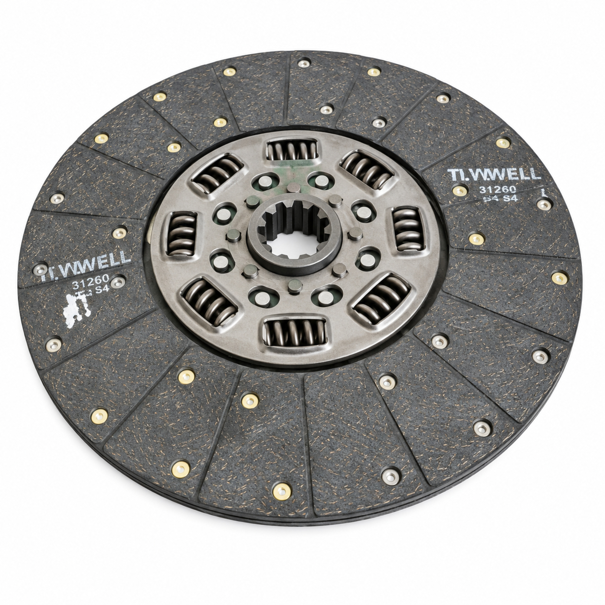 Clutch Disc Front Position; for MACK Replaces # 2104-128306 14in Diameter; 8 Spring Hub Type; Organic Facing Type; 1-3/4in x 10 Spline